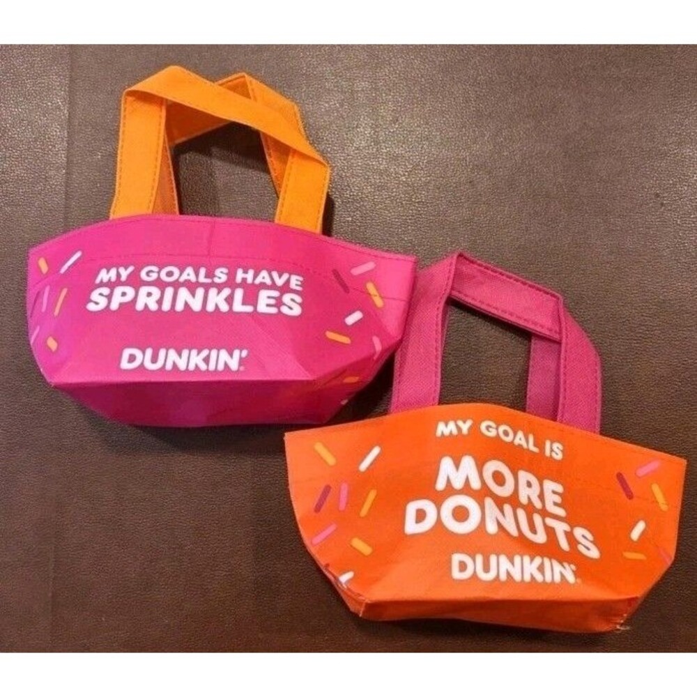 🩷Dunkin Donuts Mini Tote Bag RARE Collectible🧡BOTH COLORS